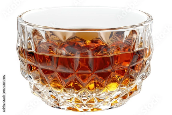 Fototapeta Sparkling whiskey in a crystal glass a tempting amberhued delight