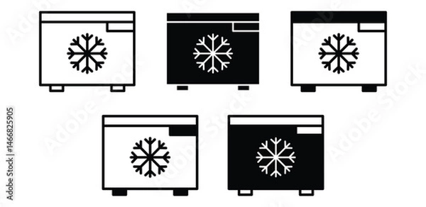 Fototapeta Freezer Icons Set Snowflake Symbol Black and White Color Vector Design Illustration