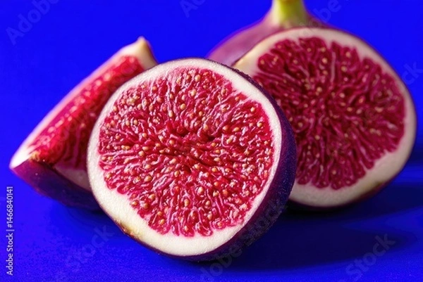 Fototapeta Close-up of sliced figs, vibrant colors