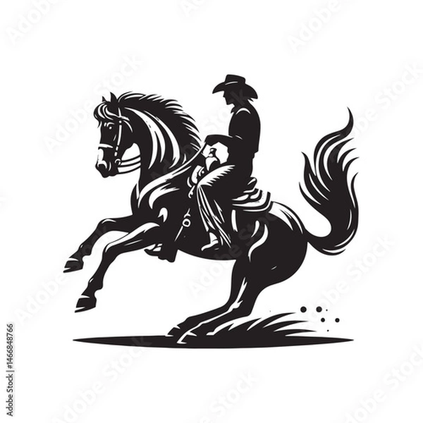 Fototapeta Rodeo Performer Vector Silhouette, Cowboy Skills, Rodeo Action, Wild West Event, Rodeo Athlete, Western Rodeo, Cowboy Performance, Bull Riding.
