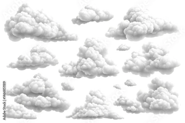 Fototapeta white clouds flying on white background
