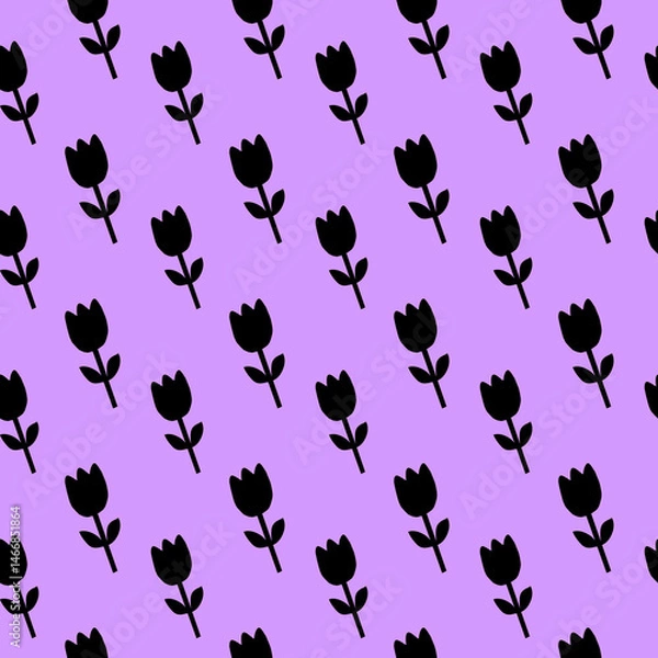 Fototapeta Black Tulip Pattern Floral Pattern Seamless Flower Pattern