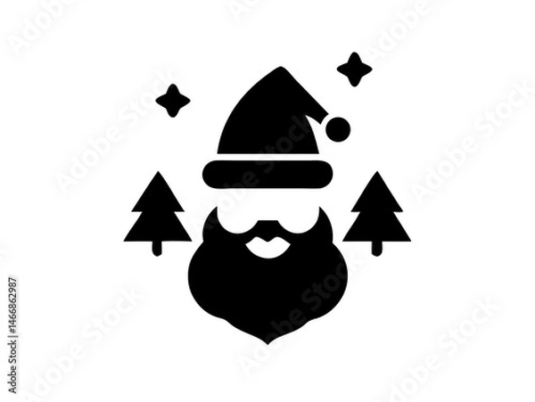 Fototapeta Santa Claus Icon: Festive Graphic with Pine Trees  Stars