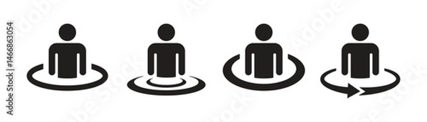 Obraz 360 degree rotating human vector icon collection on white background. Vector illustration