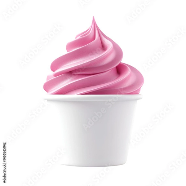 Obraz Realistic frozen yogurt with pink swirl