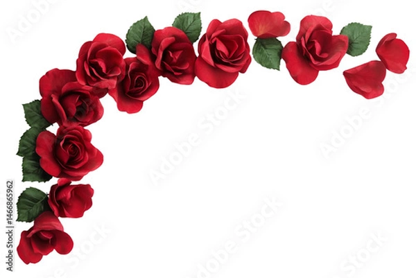 Obraz 
Red Rose Petals Corner Borderon on white background
