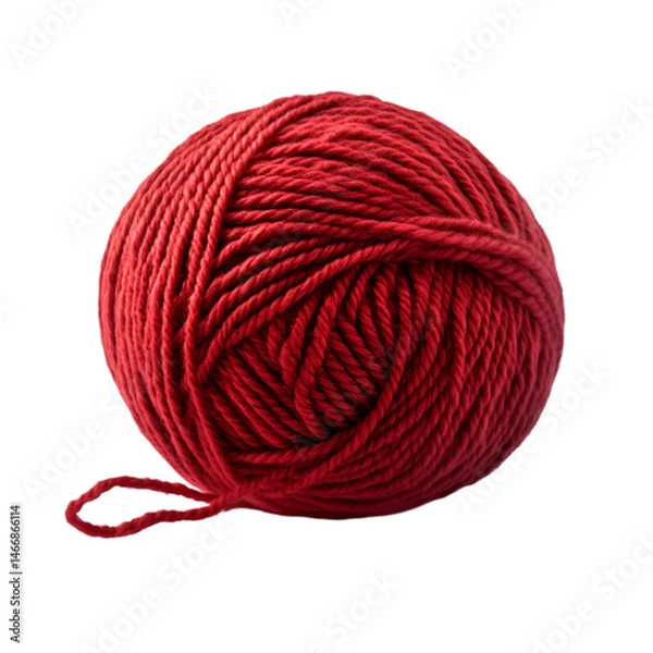 Obraz Red ball of wool isolated on white background