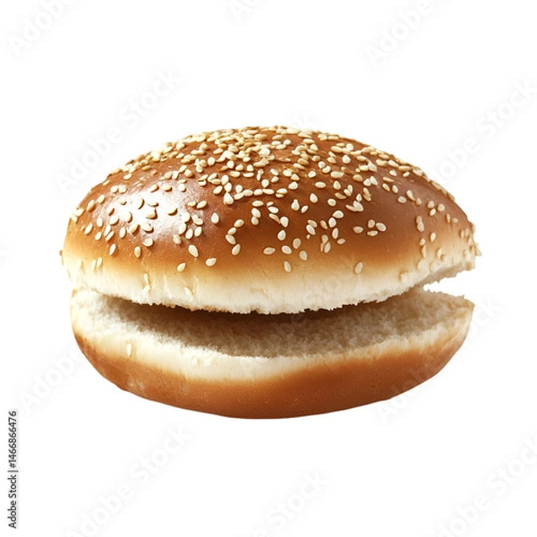 Obraz bread with sesame seeds on top isolated on white background