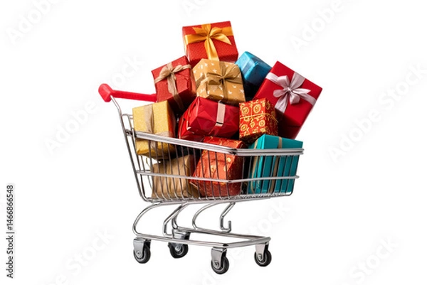 Obraz Shopping cart filled with white quarantine gifts