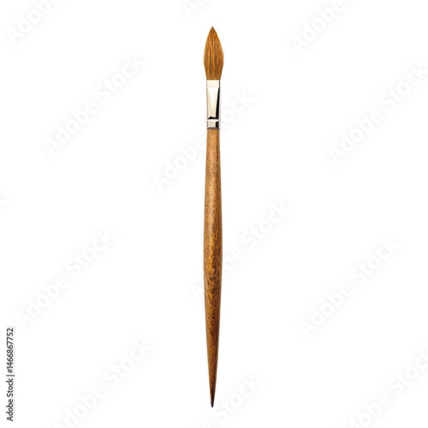 Fototapeta High-quality artist paintbrush with a wooden handle, perfect for detailed painting and artistic projects in a creative setting. on transparent background