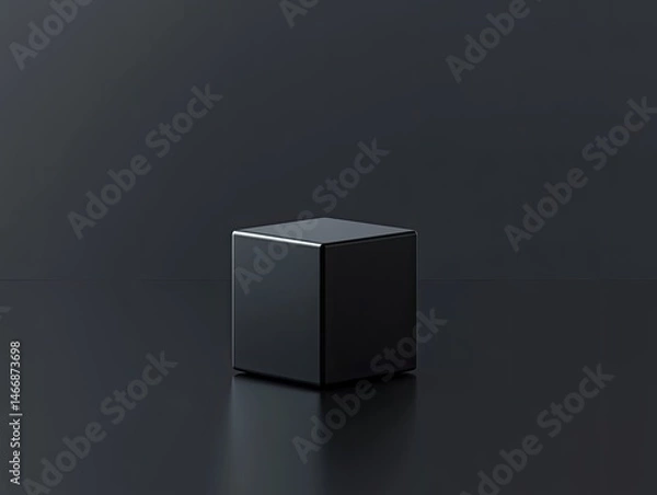 Fototapeta Minimalist Black Cube on Dark Background