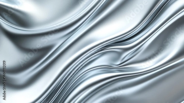 Fototapeta Glossy Metallic Slate Gray Gradient Background with Wavy Reflective Texture and Curved Lines