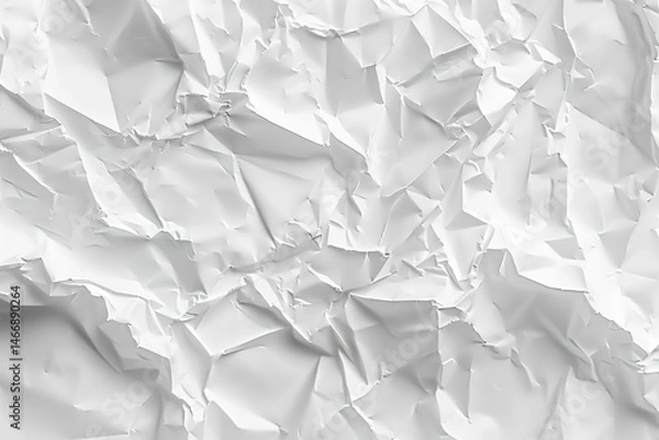 Fototapeta Crumpled white paper texture with shadows and highlights for a textured background