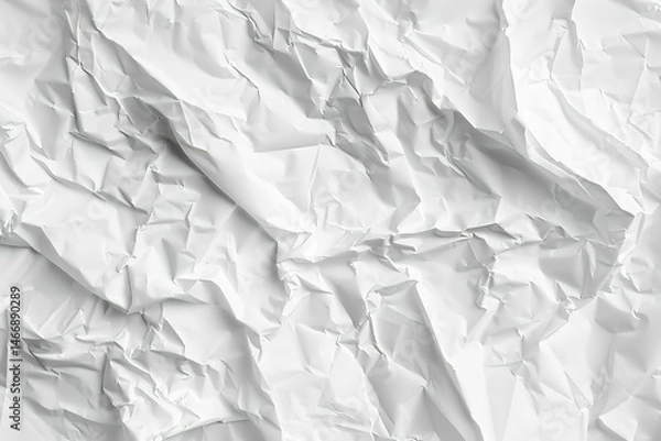 Fototapeta Crumpled white surface featuring sharp folds and textured shadows artistic background