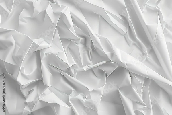 Fototapeta Abstract folds of white fabric create dynamic shapes and shadows minimalist background