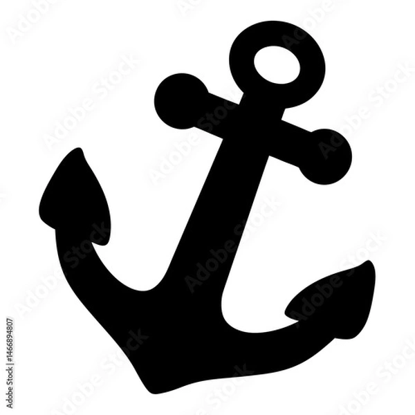 Fototapeta Black silhouette of an anchor on a white background nautical theme
