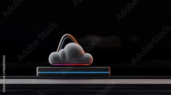 Obraz Abstract cloud icon on a dark platform