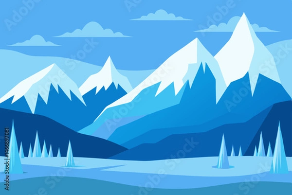 Fototapeta frosty mountain meadow with icicles glinting in 