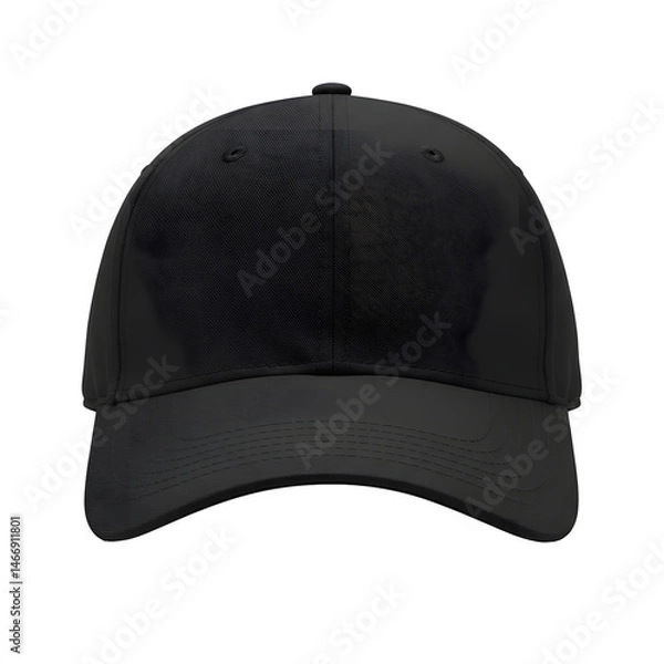 Fototapeta Black baseball cap on transparent background: perfect for mockups