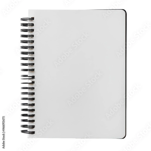 Fototapeta Blank Spiral Notebook for Notes, Sketches, and Creative Ideas in a Minimalist Style on transparent background
