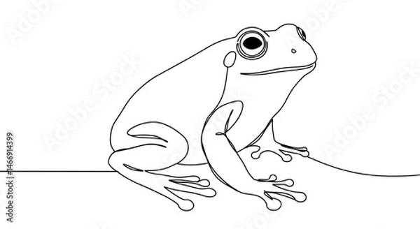 Fototapeta Line Art Frog Sitting on Ground  