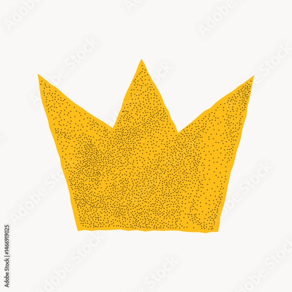 Fototapeta Crumpled notebook paper sticker in a crown geometric shape with jagged torn edges on white background. Halftone collage element with gritty details.