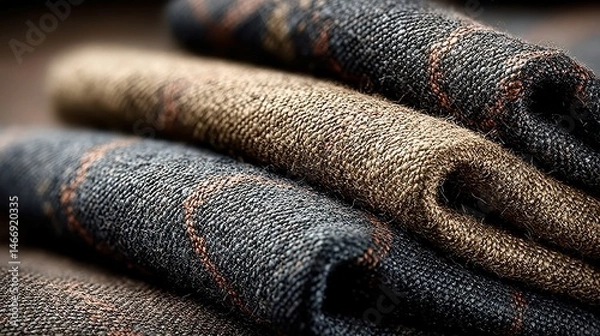 Fototapeta Monochrome Diamond Weave Fabric, a textured textile featuring a neutral sand and charcoal palette, ideal for upholstery and fashion applications, showcasing elegant tessellated patterns.