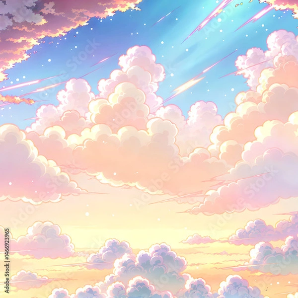 Fototapeta spring landscape with clouds