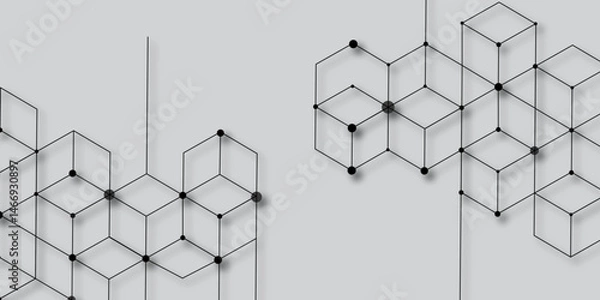 Fototapeta Abstract geometric pattern featuring interconnected hexagons and lines. Seamless simple pattern. Abstract geometric background with isometric vector blocks, polygon shape pattern. Seamless pattern.
