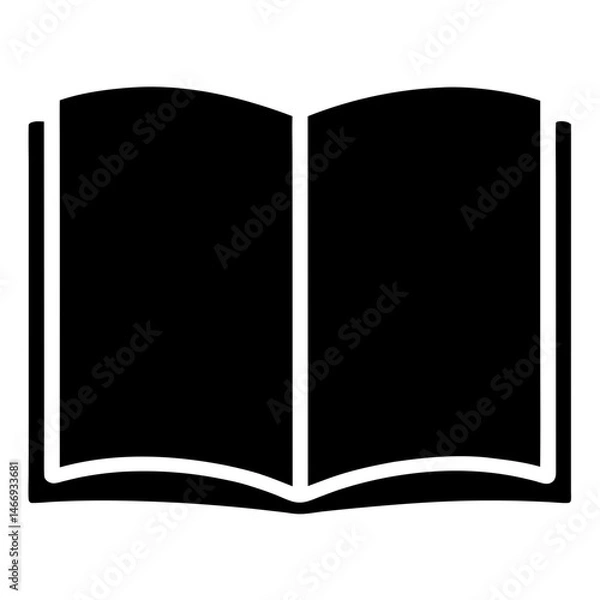 Fototapeta Open book silhouette with a simple and minimalistic design, black and white
