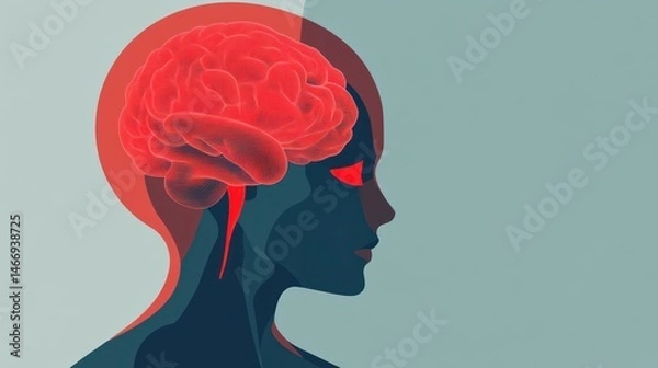 Fototapeta Abstract about intense brain activity or maybe representation of thoughts, or even severe pain in the head, use of color lines meaning neurological disorders