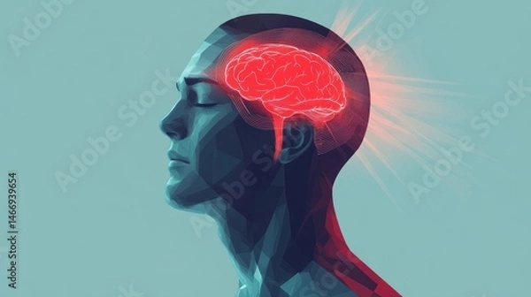 Fototapeta Abstract about intense brain activity or maybe representation of thoughts, or even severe pain in the head, use of color lines meaning neurological disorders