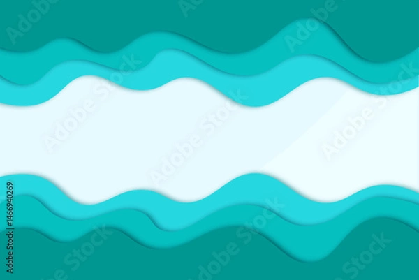 Fototapeta Design Vector Template Background Green Tosca Paper Waves Abstract Banner Elegant Wavy Illustration for Decoration Template