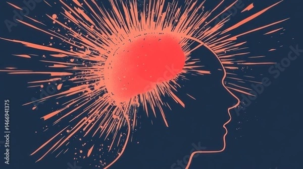 Fototapeta Abstract about intense brain activity or maybe representation of thoughts, or even severe pain in the head, use of color lines meaning neurological disorders