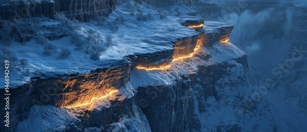 Fototapeta A mountain with a fire burning on it