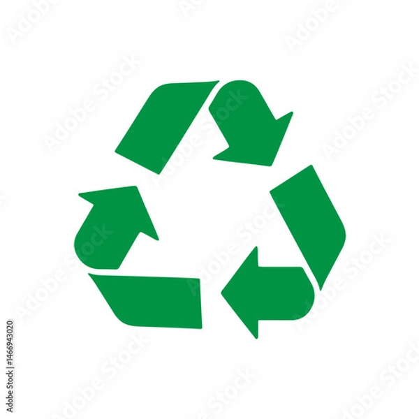 Fototapeta A colorful recycling symbol consisting of green arrows forming a triangle, representing sustainability and eco-friendliness. Vector illustration