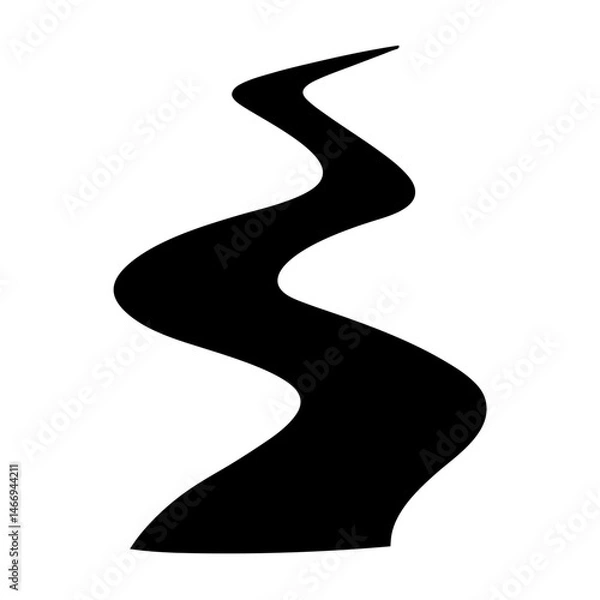 Fototapeta Winding black shape on a white background suggests a curving path