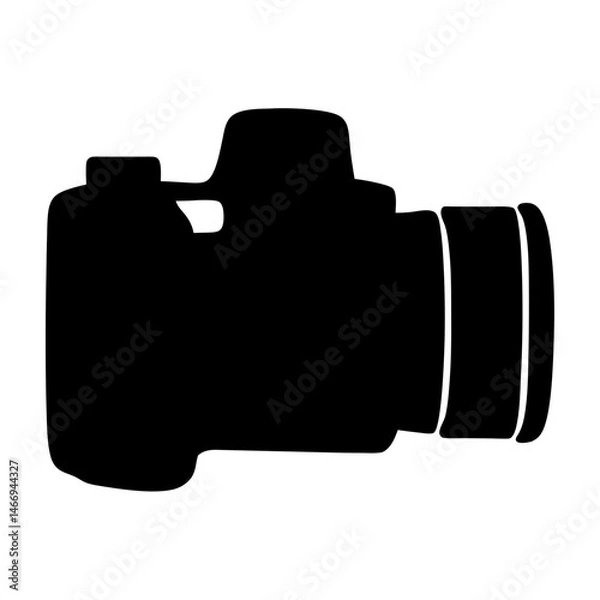 Fototapeta Black silhouette of a modern digital single lens reflex camera pointing right