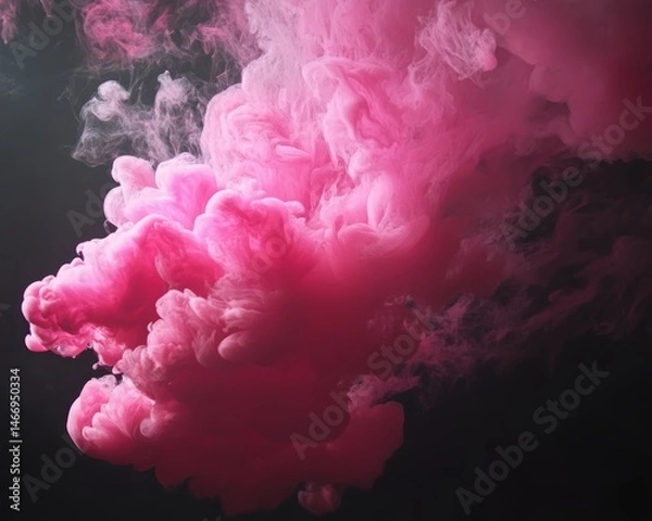 Fototapeta Abstract Pink Ink Cloud in Dark Water
