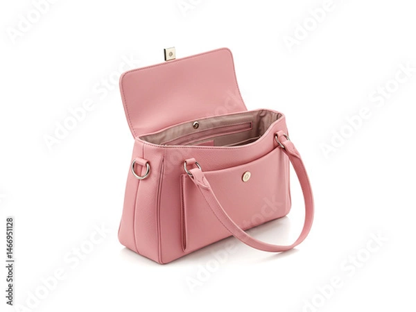 Obraz Open pink purse isolated on white background.