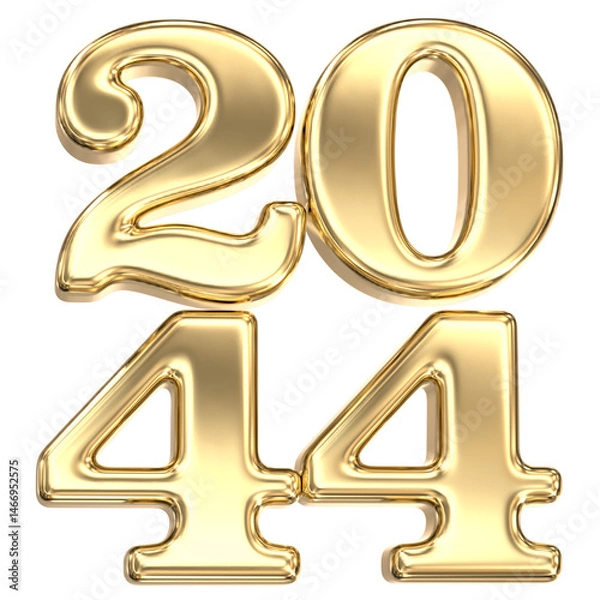 Fototapeta Happy New Year Number 2044 Gold 3D Render