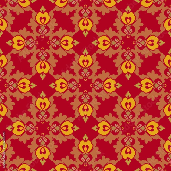 Obraz Harmony blooms in shades of nature, traditional, pattern design for carpet, print, wrap, decorative, illustration, Fabric, Wallpaper, Ceramics 

