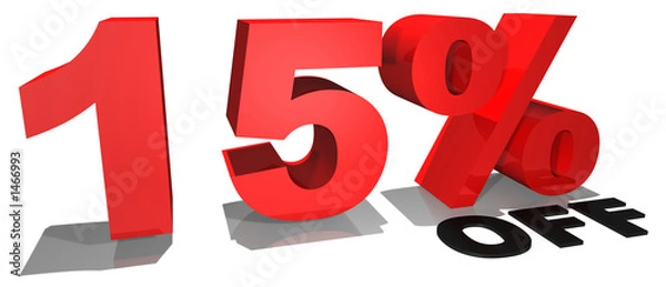Obraz 15% zniżki na tekst 3D