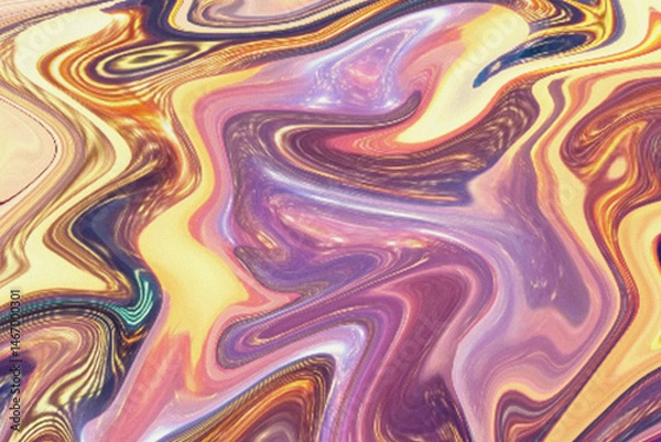 Fototapeta Hyperrealistic Marbled Abstract Painting with Swirling Warm and Cool Tones