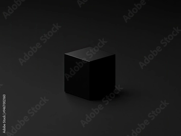Obraz Black cube on dark background