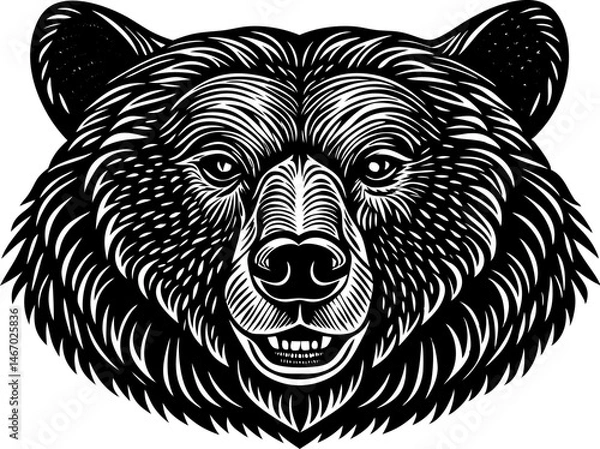 Fototapeta Hand drawn illustration of bear head vector design. head of a bear