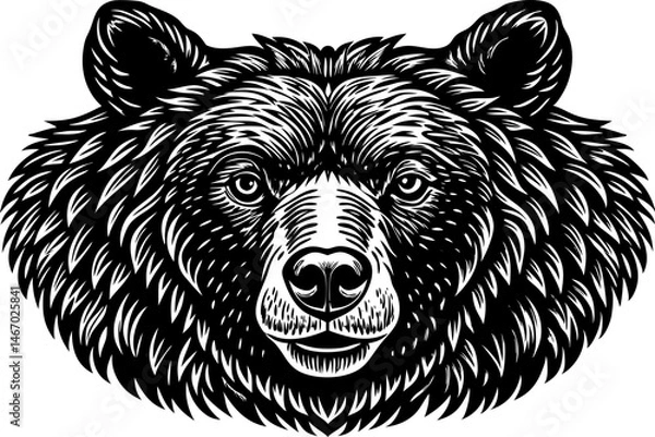 Fototapeta Hand drawn illustration of bear head vector design. head of a bear