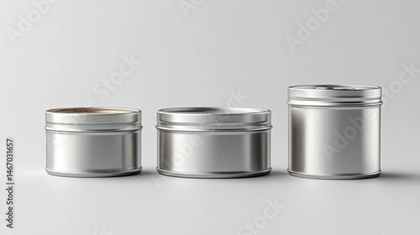 Fototapeta Food tin can packaging mockup, medium size for food product branding and display