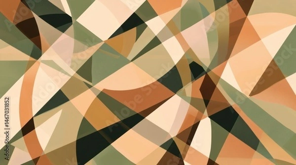 Fototapeta Abstract geometric art with overlapping shapes in earthy tones.