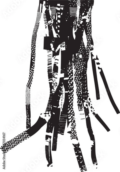 Fototapeta A dark textured hand makes a striking linear mark on a white background.